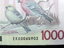 1988 $1000 Dollars Bank of Canada Banknote EKX 0064902 Replacement Note VF-EF