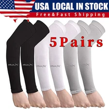 5 Pairs Cooling Arm Sleeves Cover UV Sun Protection Sports Outdoor For Men Women