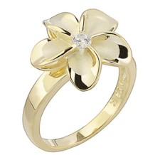 22mm width sterling silver plumeria flower ring gold plated