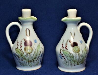 陶器　トリオ　15点セット　Buchan Scotland ヴィンテージ BUCHAN Stoneware Pottery Made Scotland THISTLE Set Vinegar & Oil w