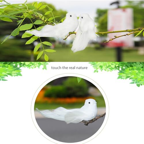 En Palomas Blancas Pájaros Decorativos Simulación Artificial Espuma Emplumada 2 piezas Clip - Imagen 4 de 7