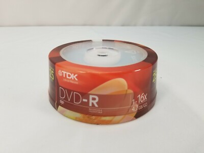 TDK DVD-R 16X  25 pack - New Sealed Inscriptible 