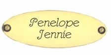 BRIGHT BRASS OVAL NAMEPLATE 7/8 x 2.5 EMBOSSED SCREW HEAD FREE PERSONALIZATION