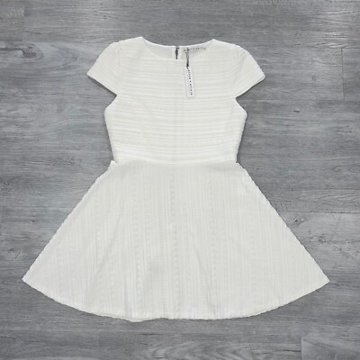 Alice + Olivia Shana Dress Women s 12 Off White Cap Sleeve A-Line Mini New NWT