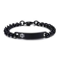 8" Men Women Bracelet Medical Alert ID Bangle Chain Personalized Engraving Free