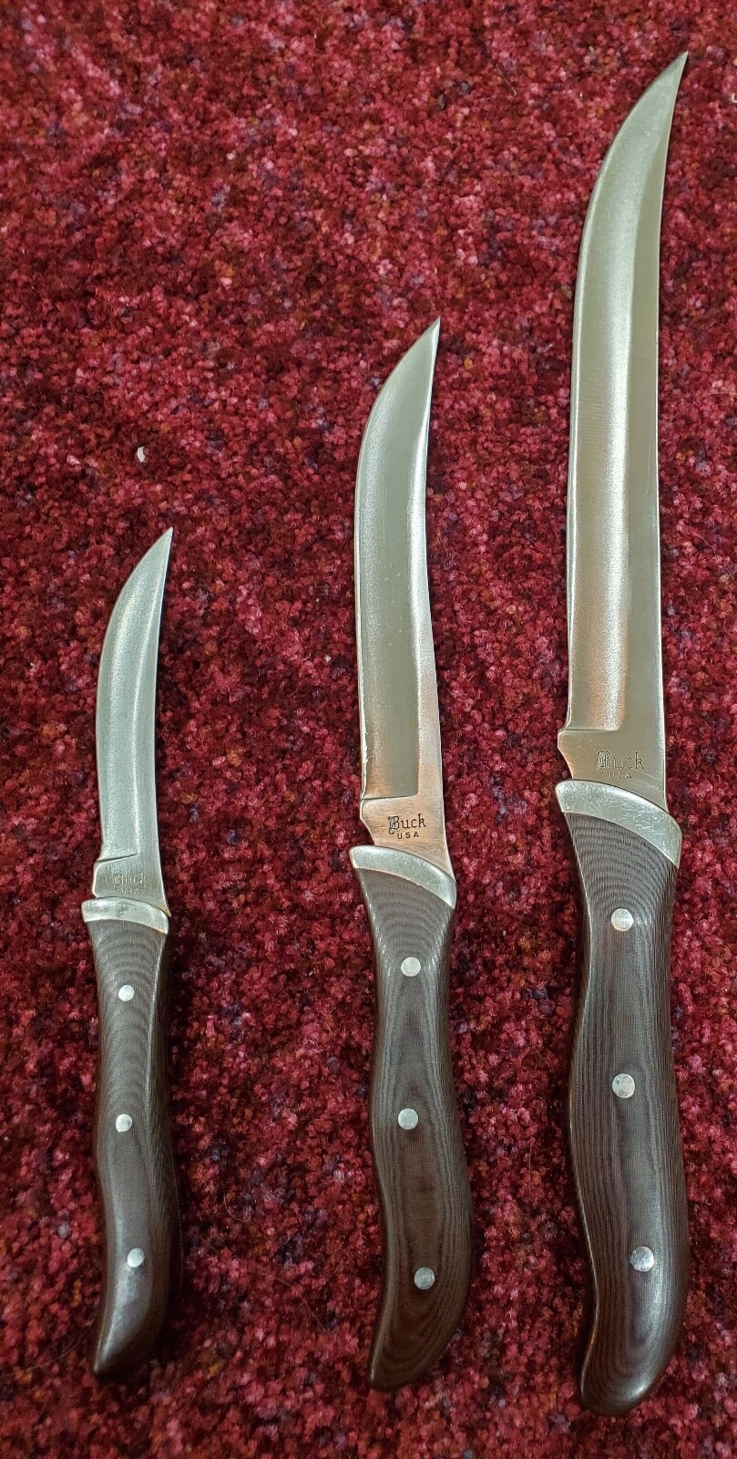 BUCK KITCHEN KNIVES,BUCK KNIFE SET MADE IN THE MID 1970s ORIGINAL
