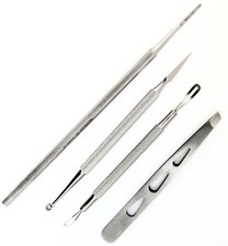 Set of 4 New Pro Comedone Blackhead Extractor Eye Tweezer  Nail File Beauty Kit