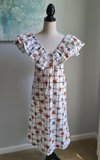 ZARA Ruffle Collar Floral Dress Women's Size S NWT White Checkered