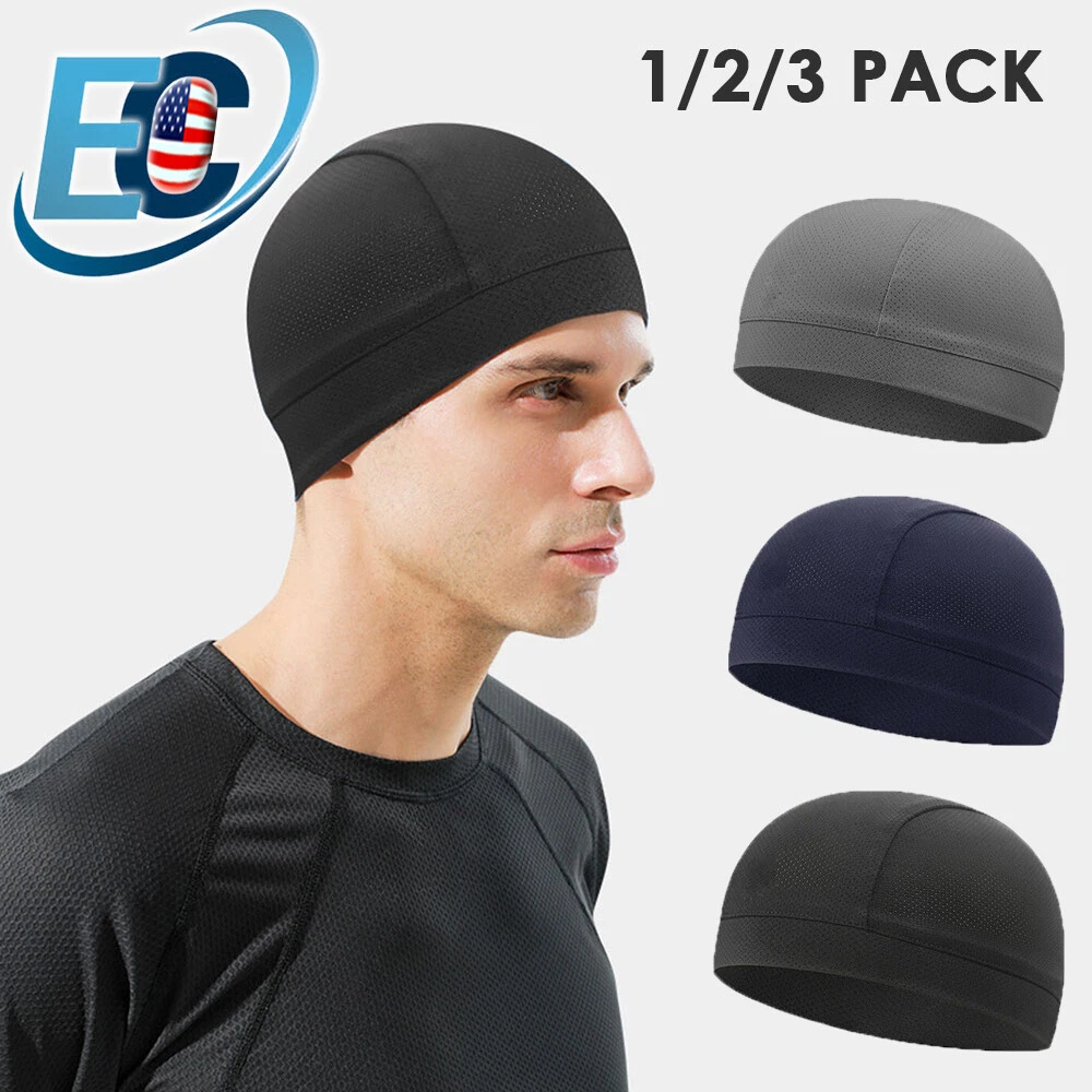 Men Cooling Skull Cap Helmet Liner Summer Quick Drying Cycling Sports  Beanie Hat