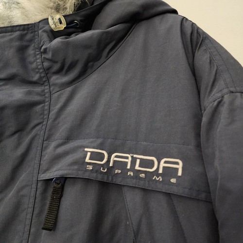 Vintage Dada Supreme Coat Mens 2XL Blue Fur Hood Full Zip Jacket Parka Winter - Picture 6 of 12