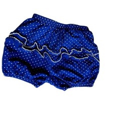 Le Top Baby Girl Diaper Cover Shorts Bloomers Ruffles Blue Polka Dot SZ 18 Mo