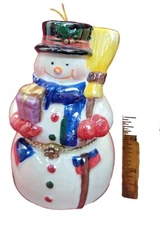 NEW Mister Christmas Musical Christmas Hinged Ornament SNOWMAN MUSIC BOX