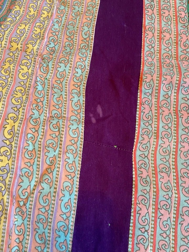 Nice Hand Tied Cotton Striped Comforter Quilt Machine Stitched 76x90 Needs TLC - Image 3 of 4