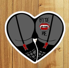 Sexy Heart Stickers Cheeky Lingerie Illustration Shaped Vampire Bite Vinyl Decal