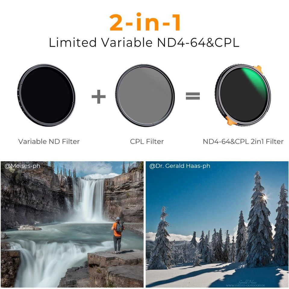 K&F Concept Lens Filter ND4-64 + CPL 67mm 77mm 82mm NANO X Neutral Density  - Image 3 of 4