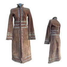 Vintage Heart Moon Star Womens Xs Suede Leather Penny Lane Coat Embellished Evc