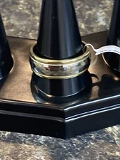 14k White & Yellow Gold Men's Wedding 8MM Two Tone Etched Band 10.26 Gram