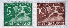 Travelstamps: 1939 Germany Stamps MOGH, Mi Z738-Z739 Sc P1-P2 Newsboy and Globe