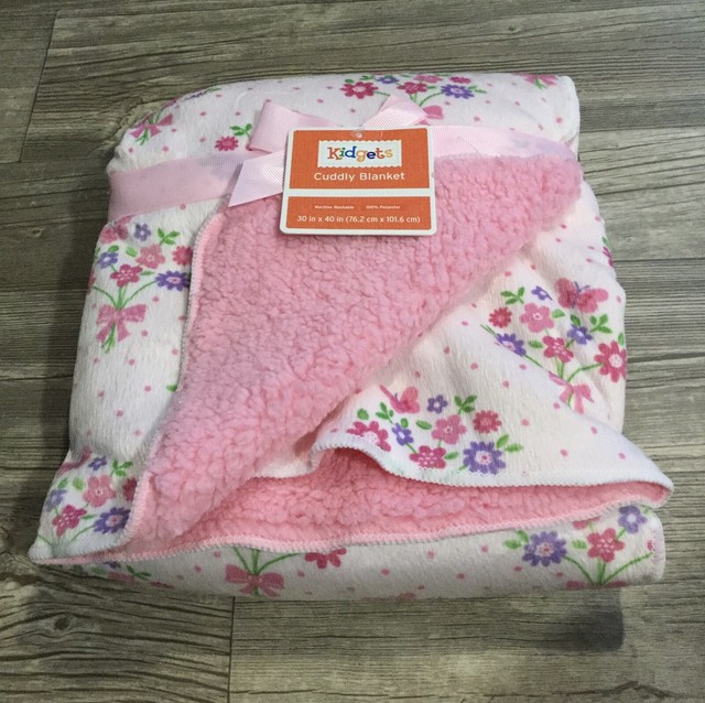 NWT KIDGETS Pink Floral Sherpa Baby Girl Blanket Super Soft 30x40 K1 eBay