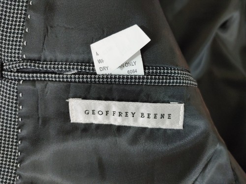 Geoffrey Beene Men 42R Gray Nailshead 2 Button Polyester Suit Jacket Blazer Coat - Picture 16 of 18