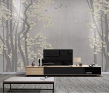 3D Gray Tree Bird ZHUB9802 Wallpaper Wall Mural Removable Self-adhesive Ann