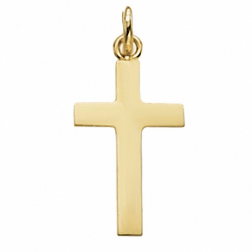 Yellow Gold Cross Pendant Plain Flat 