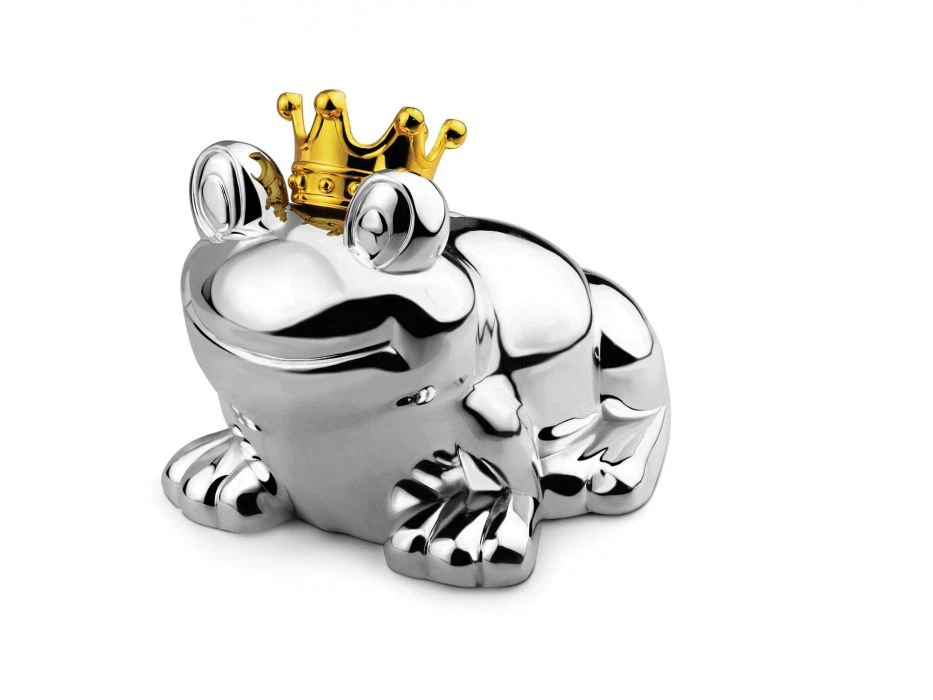 Spardose Sparschwein Kindersparbüchse Frosch versilbert Froschkönig mit Gravur