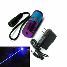 445nm-450nm 200mw Dot Laser Module Focusable 20x58mm 3-5V w/ AC Plug Adapter