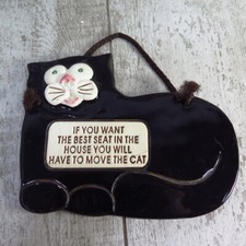 Vintage SMOKY MOUNTAIN POTTERY Cat Wall Plaque    You Will Have To Move The Cat  