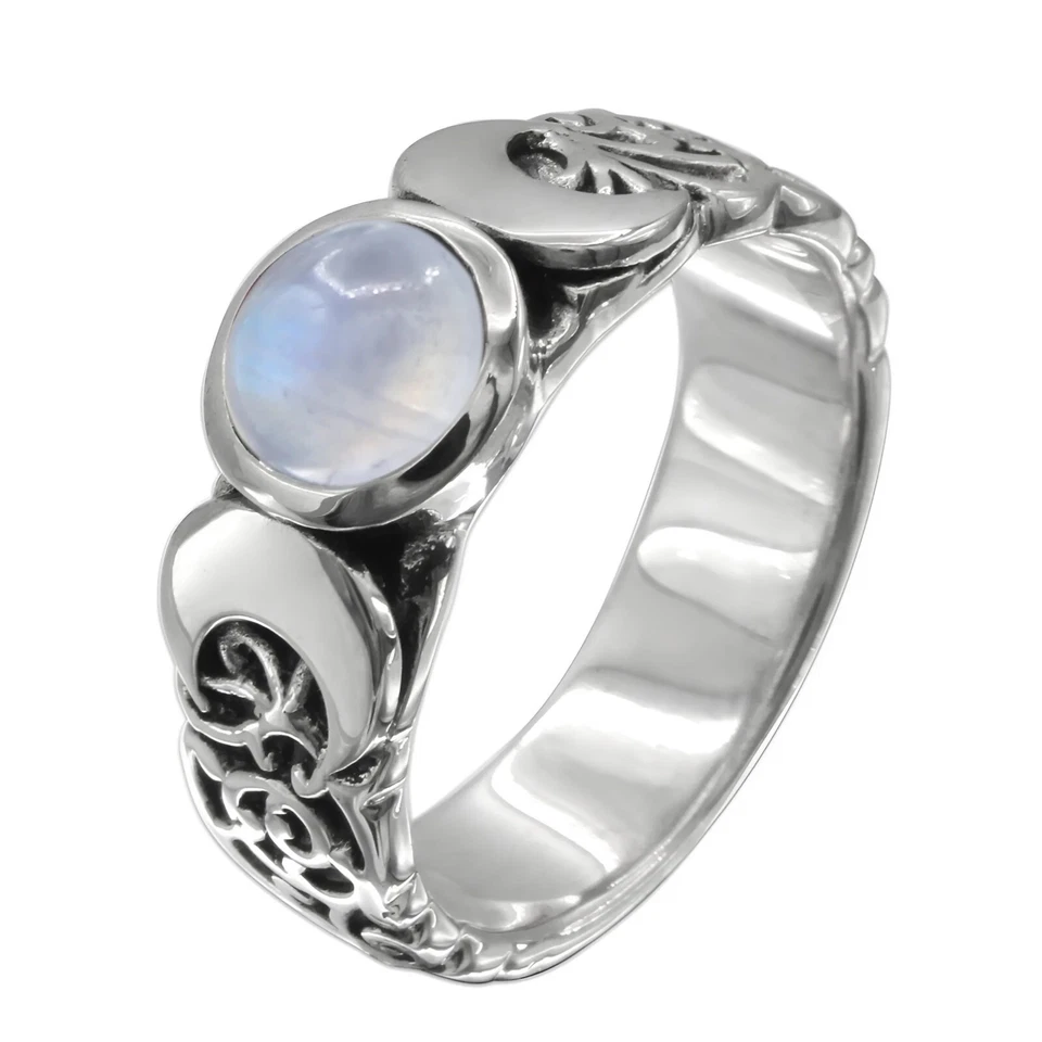 Геката кольцо - серебро тройной фазы луны кольцо - лунный камень - размеры 4-15 - Изображение 2 из 4