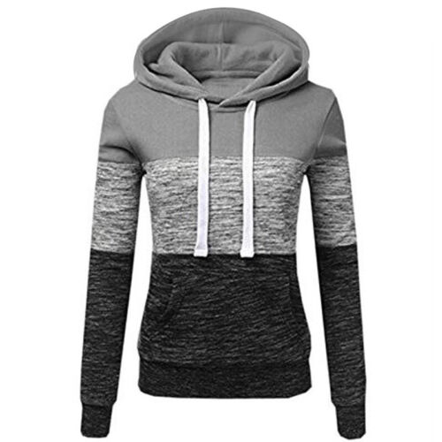Lady Autumn Winter Long Sleeve Matching Casual Loose Hooded Sweat Sweater New - Picture 1 of 8