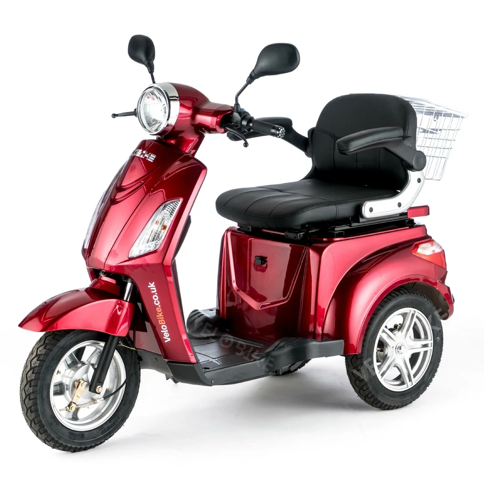 VELECO ZT15 Scooter elettrico 3 ruote Disabili Anziani 12km/h 900W ROSSO