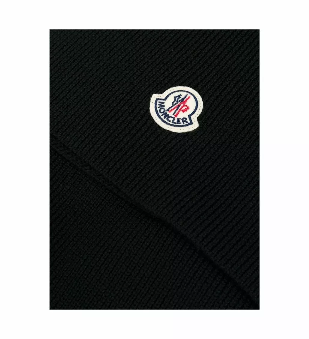 Moncler Ribbed Logo Knit Black Scarf eBay
