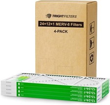 Trightfilters 12x24x1 MERV-8 Air Filter Pleated for Home HVAC AC Furnace - 4pack