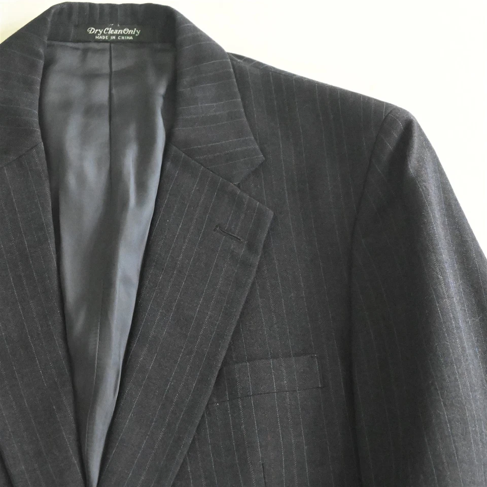 Oliver Hunt 40R 34x32 Azul Marino Rayas Hombres Chaqueta Pantalones Traje Foto 3 de 4