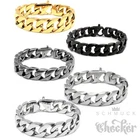 Wide Mens Curb Bracelet Solid Stainless Steel Men Bracelet Jewellery Gift