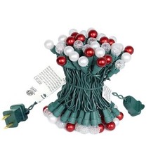Christmas Lights Pearlized Glass Globe Lights Set - 70 G15 Red  Warm Red White