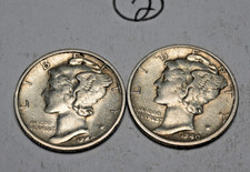 1940 Mercury Dime BU Lot of 2 Silver Coins