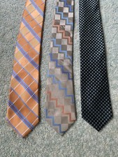 Michael Kors Micro Geometric 100 Silk Ties Lot Of 3 - Orange Classic Career