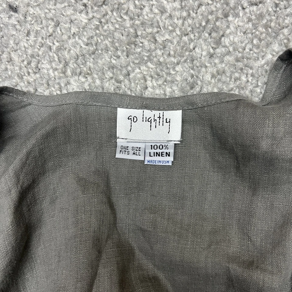 Go Lightly Kimono Cardigan Womens One Size Gray 100% Linen Open Front Made USA - Image 3 of 4