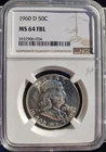 1960-D Franklin Silver Half Dollar 50c MS64 NGC FULL BELL LINES
