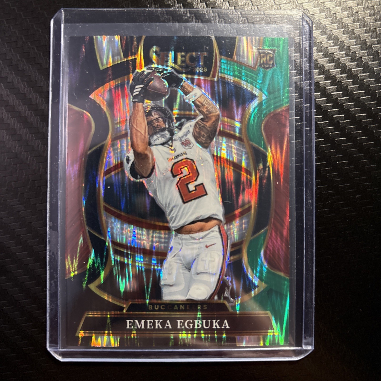 2025 Panini Select - Concourse Emeka Egbuka #37 Black & Green Shock Prizm (RC)