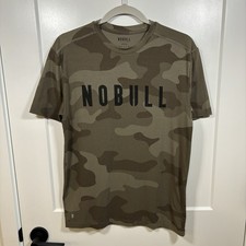 Nobull Shirt Mens M Green Camo Woodland Stretch Gym Performance Lightweight