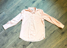 Nine West L Solid Pink Dress Shirt Long Sleeve 32/33 Easy Care Satin