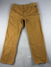 Vintage Carhartt Pants Mens Size 40x32 Brown 62W Double Knee Canvas USA Made 90s