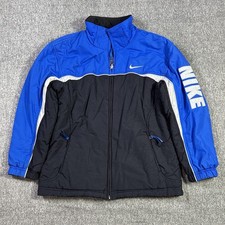 Vintage Y2K Nike Swoosh Reversible Kids Winter Coat Boy  s M 10/12 Puffy Fleece