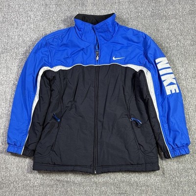 Vintage Y2K Nike Swoosh Reversible Kids Winter Coat Boy s M 10/12 Puffy Fleece