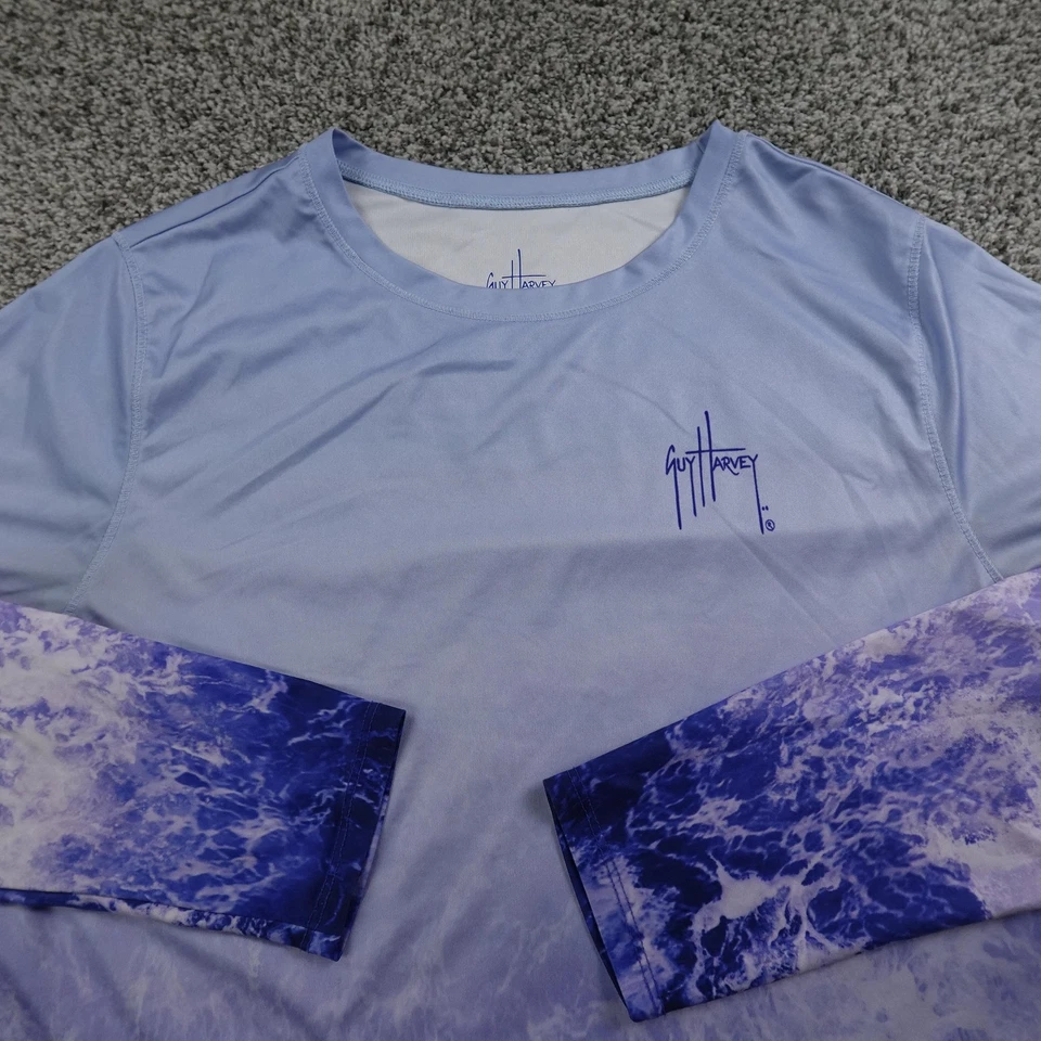 Guy Harvey Shirt Womens XL Blue Long Sleeve Performance UPF UV Fishing Rashguard - Image 2 of 4