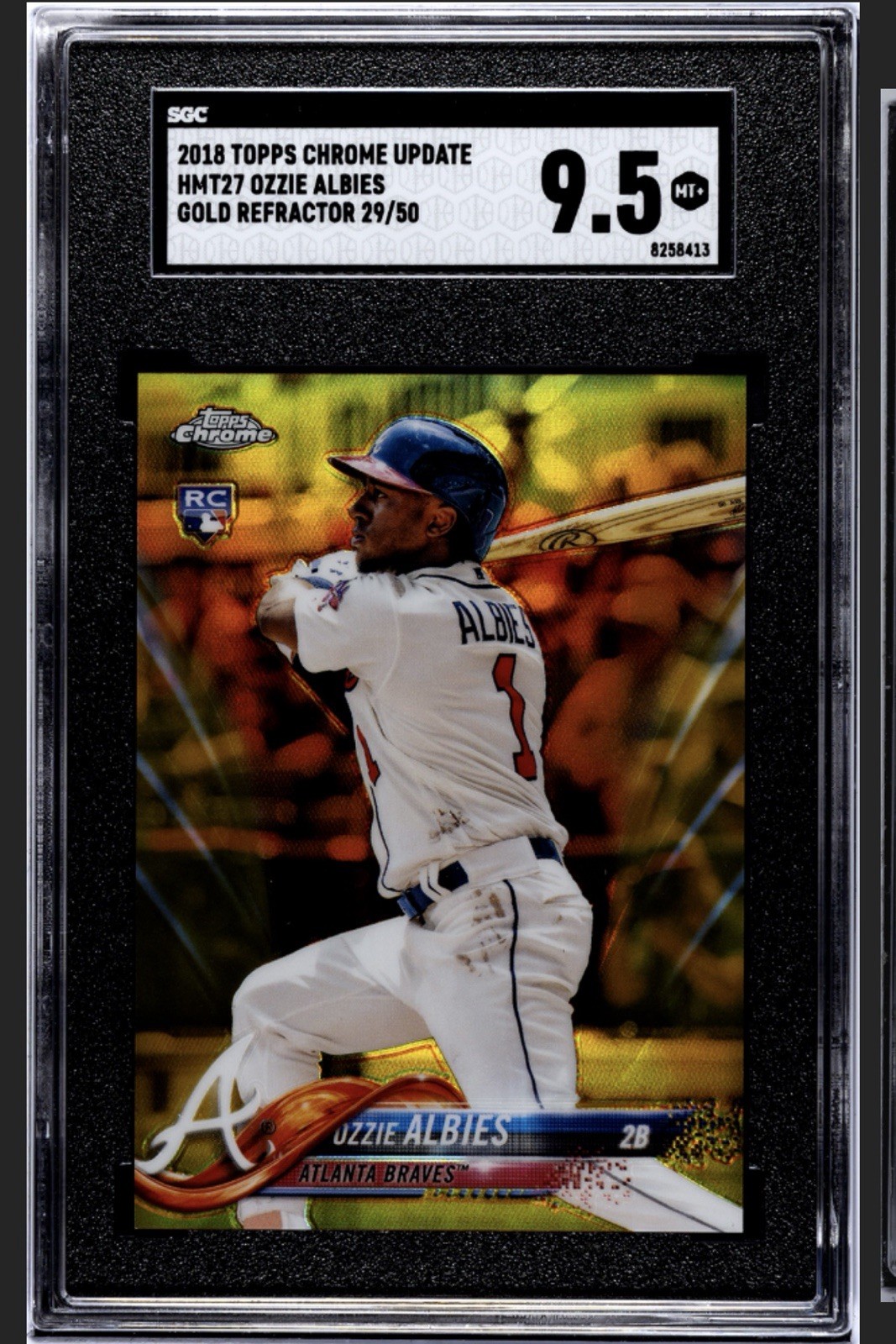 OZZIE ALBIES 2018 TOPPS CHROME UPDATE SERIES ROOKIE GOLD RC /50