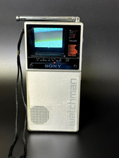 Sony Watchman FD20A Portable TV Black White Television Silver Vintage Japan READ